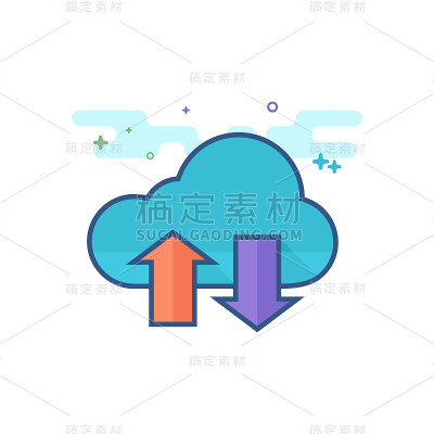 平面颜色图标-云存储