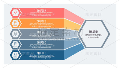 业务信息。有5个选项的选择图表。向量模板。