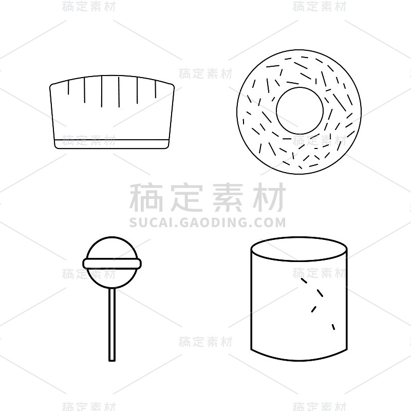 食物和饮料线性图标设置