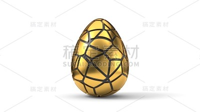 破碎和剥皮复活节彩蛋。三维演示