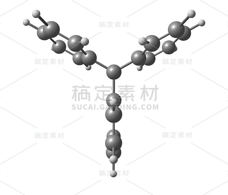 三苯甲基自由基分子在白色上分离