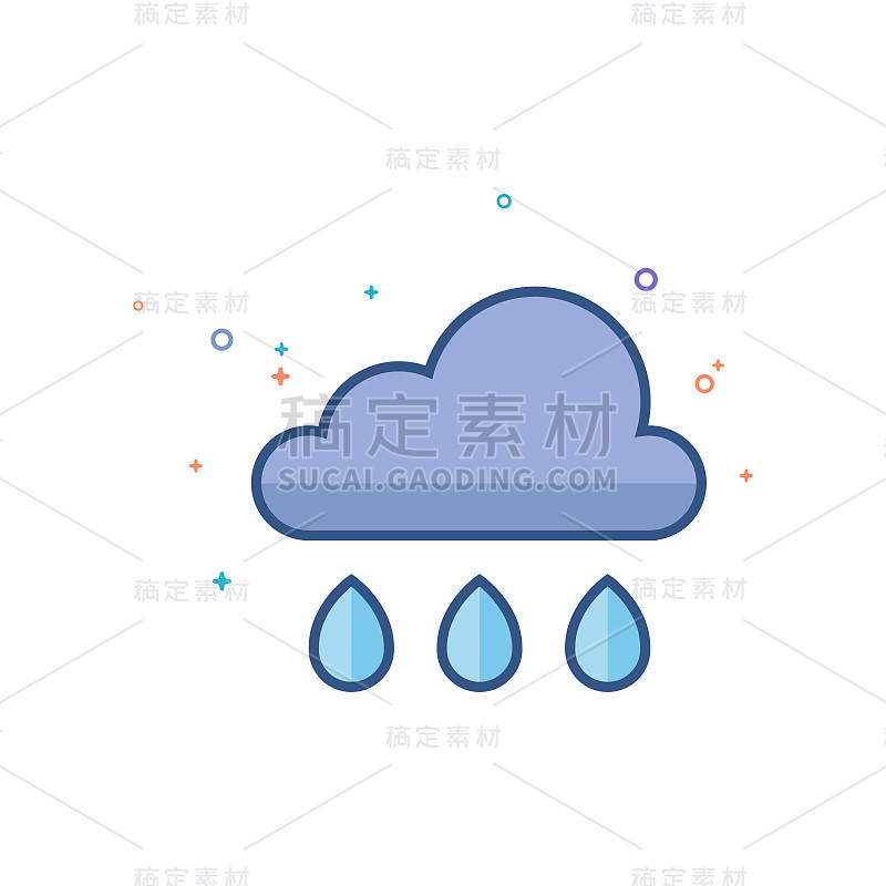 平坦的颜色图标-雨云