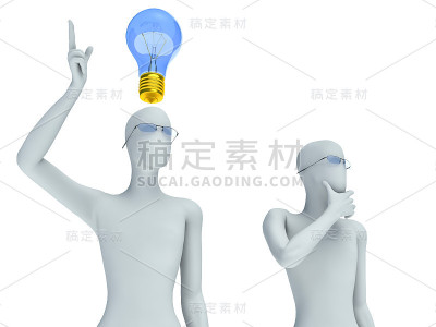 人和灯泡。概念的想法