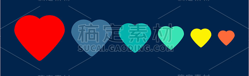 一组不同颜色的心