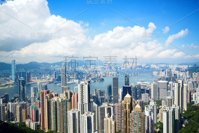从太平山顶眺望香港天际线