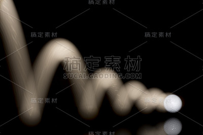 高尔夫球跳跃与运动轨迹在黑色背景。
