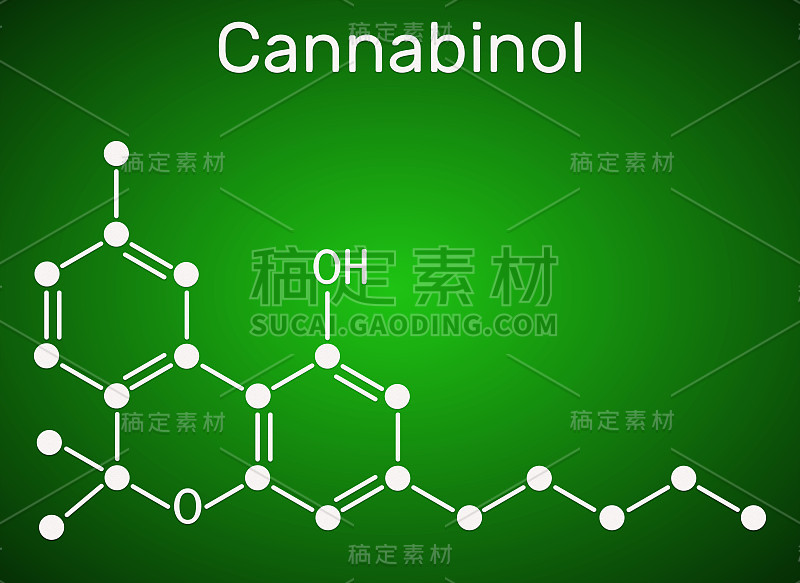 大麻酚,CBN分子。弱精神活性大麻素，是四氢大麻酚的代谢物。结构化学公式