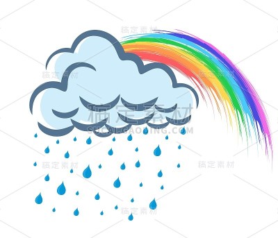 彩虹,下雨了。