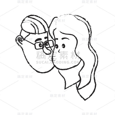 头像情侣的脸与发型设计接吻