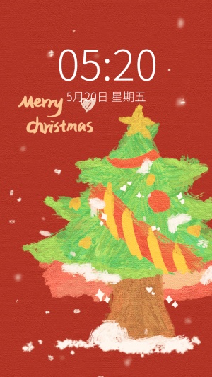 手绘圣诞树圣诞节手机壁纸