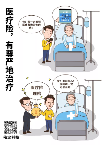 金融保险漫画海报-医疗险，有尊严地治疗预览效果