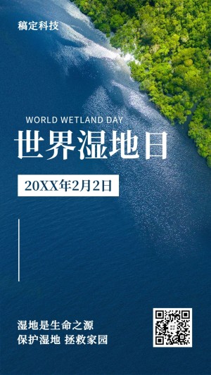世界湿地日环保公益手机海报