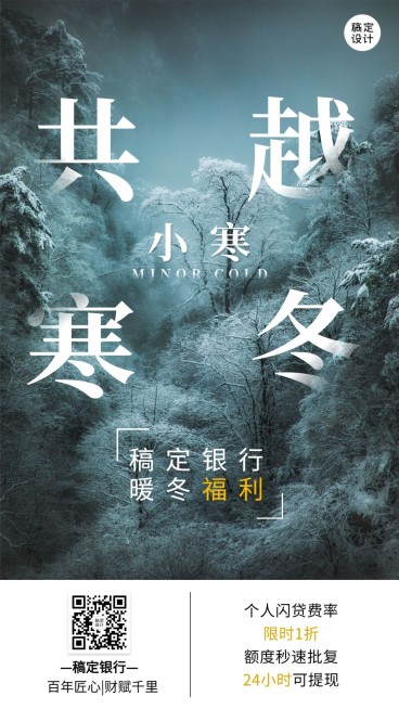 小寒金融保险祝福简约商务海报预览效果