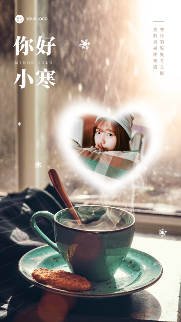小寒节气问候晒照产品展示手机海报预览效果