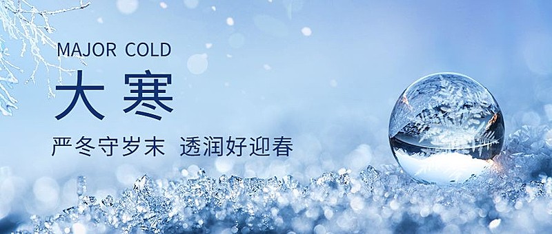  大寒节气树枝雾凇雪花祝福公众号首图