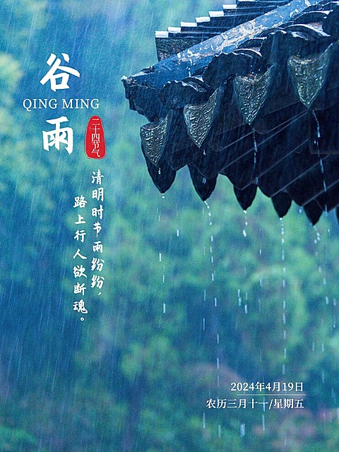 谷雨节气祝福中国风plog模板