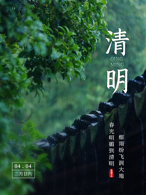 清明节气祝福简约风plog模板