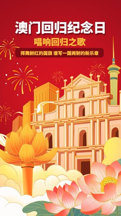 澳门回归纪念日大事件手机海报