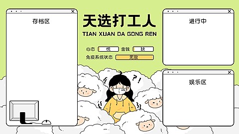 疫情防控趣味天选打工人电脑分区壁纸