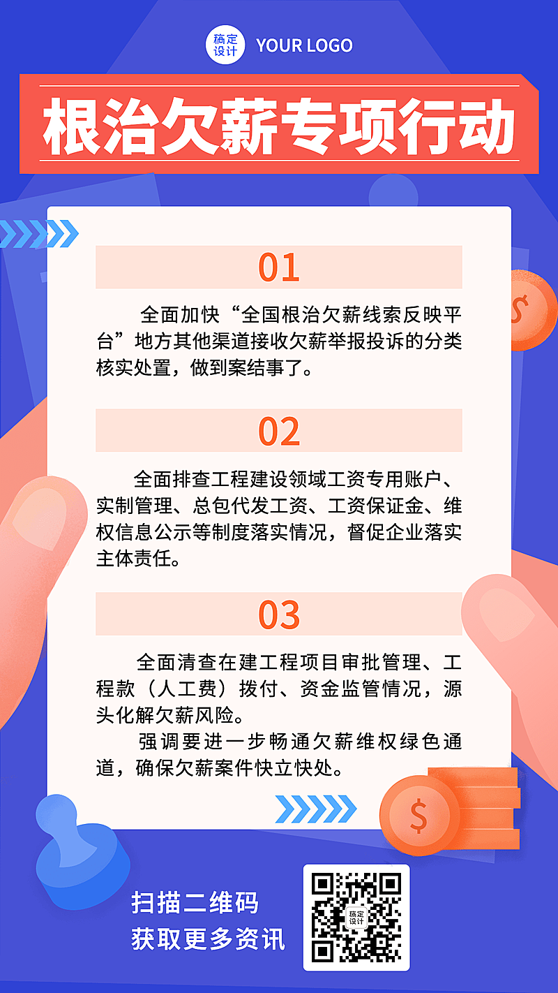 政务民生政策发布套装手机海报