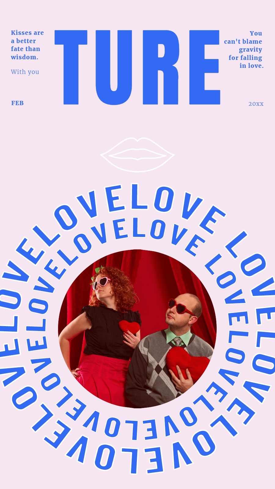 Retro Style Valentine's Day Couple Show Instagram Story