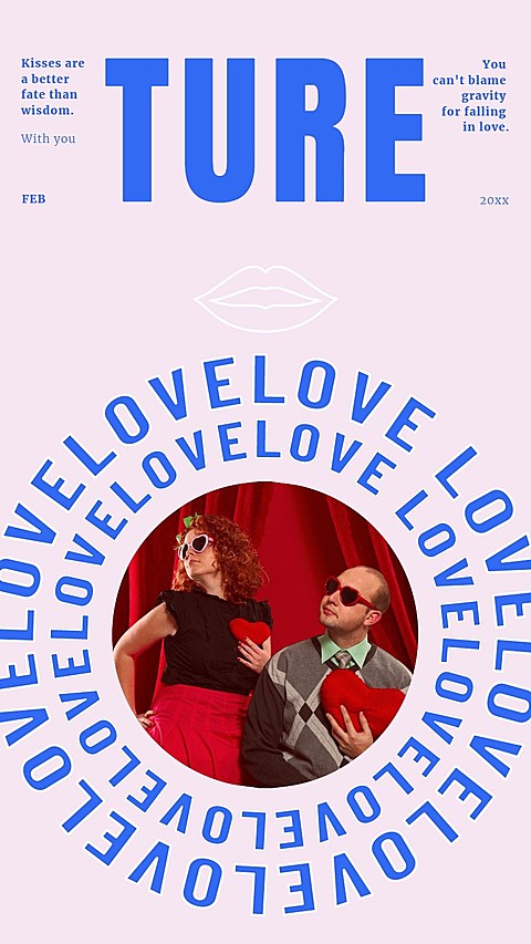 Retro Style Valentine's Day Couple Show Instagram Story