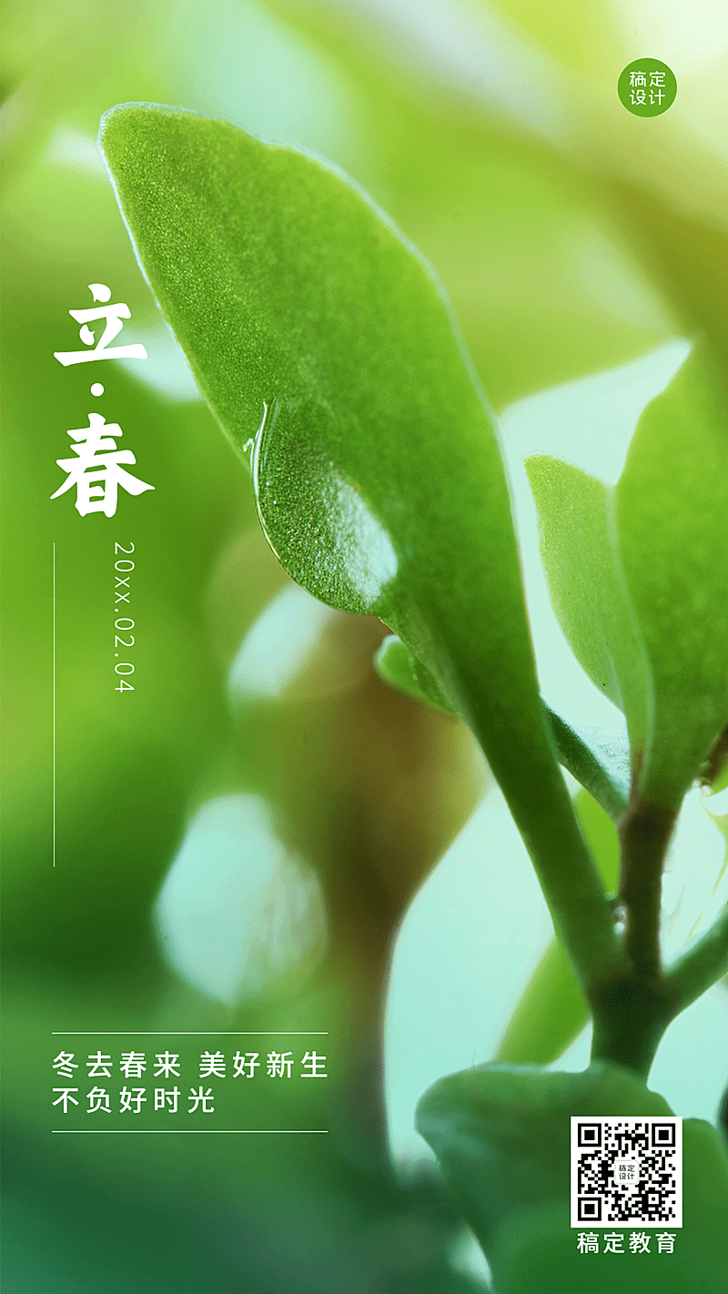 立春祝福简约实景风格手机海报