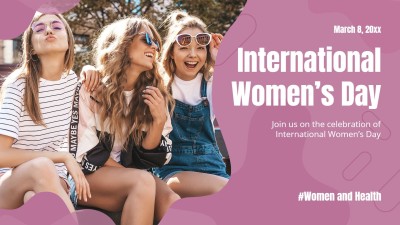 International Women's Day Girls Group Photo Typesetting Facebook Event Cover