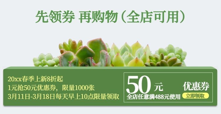 绿色优惠券预览效果