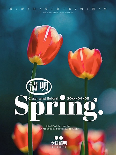 清明-节气春天节气祝福时尚风plog模板