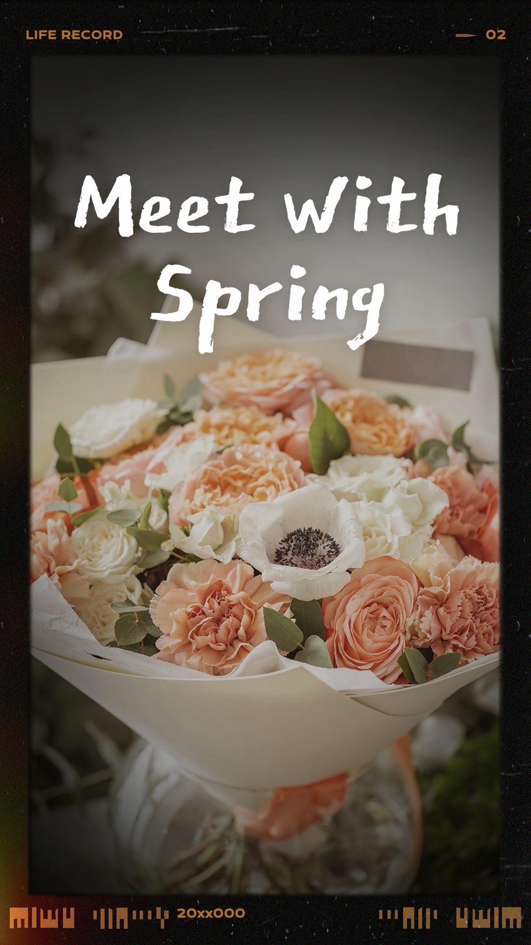 Literary Bouquet Background Spring Season Greeting Camera interface simulation Instagram story