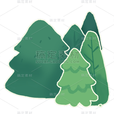 卡通感树元素贴纸