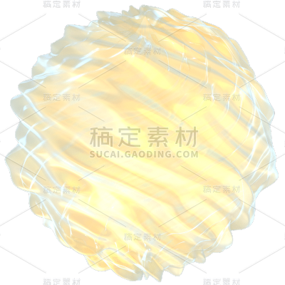 C4D黄色半透明圆形酸性设计元素贴纸