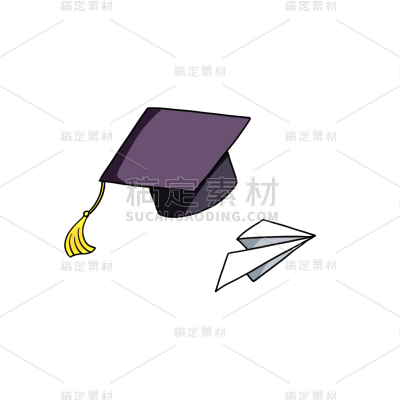 卡通感教育培训学士帽元素