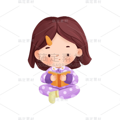 卡通感儿童节女孩元素贴纸