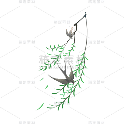 手绘春天燕子元素贴纸