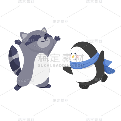 卡通风动物氛围元素