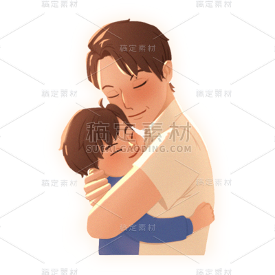 卡通感父亲节父子元素贴纸
