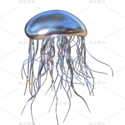 C4D-3D立体酸性风设计元素-水母