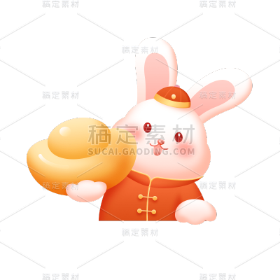 中国风春节兔子元素贴纸
