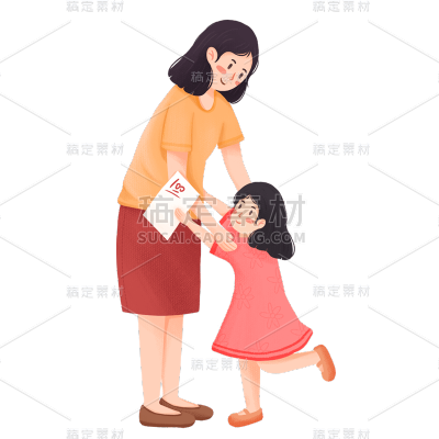 卡通感母亲节母女元素贴纸