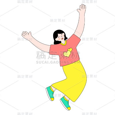 卡通感青年节女人元素贴纸