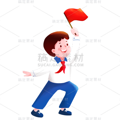 卡通感国庆节旗子元素贴纸