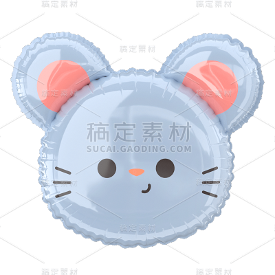 C4D-3D立体动物气球贴纸-老鼠