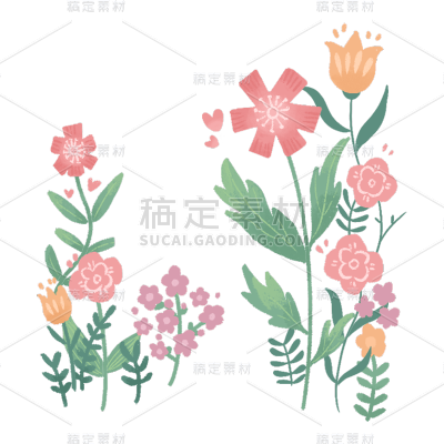 卡通感母亲节花元素贴纸