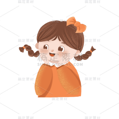 手绘风女孩元素贴纸