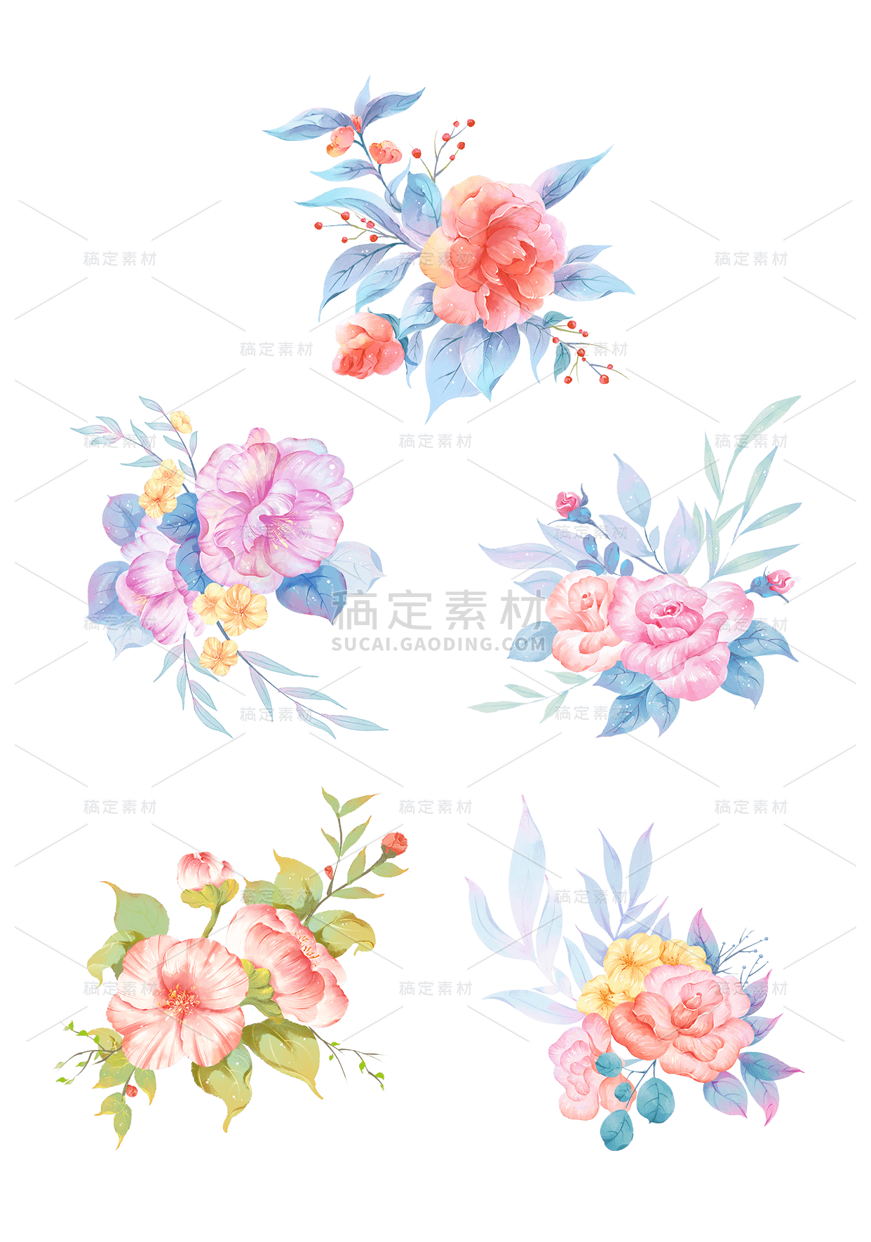 素材组合-手绘花卉元素
