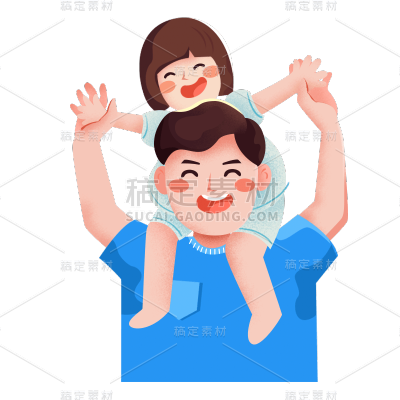 卡通感亲子父女人物元素