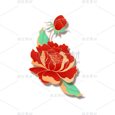 卡通感春节鲜花元素贴纸