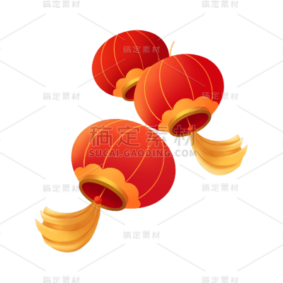 卡通感春节灯笼元素贴纸